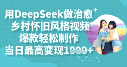 用DeepSeek做治愈乡村怀旧风格视频,爆款轻松制作,当日最高变现多张-轻创终点站